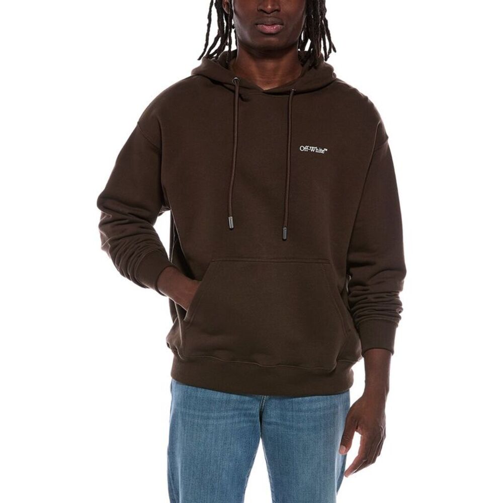 Off-White™ Mens Off-White Logo Hoodie, Brown